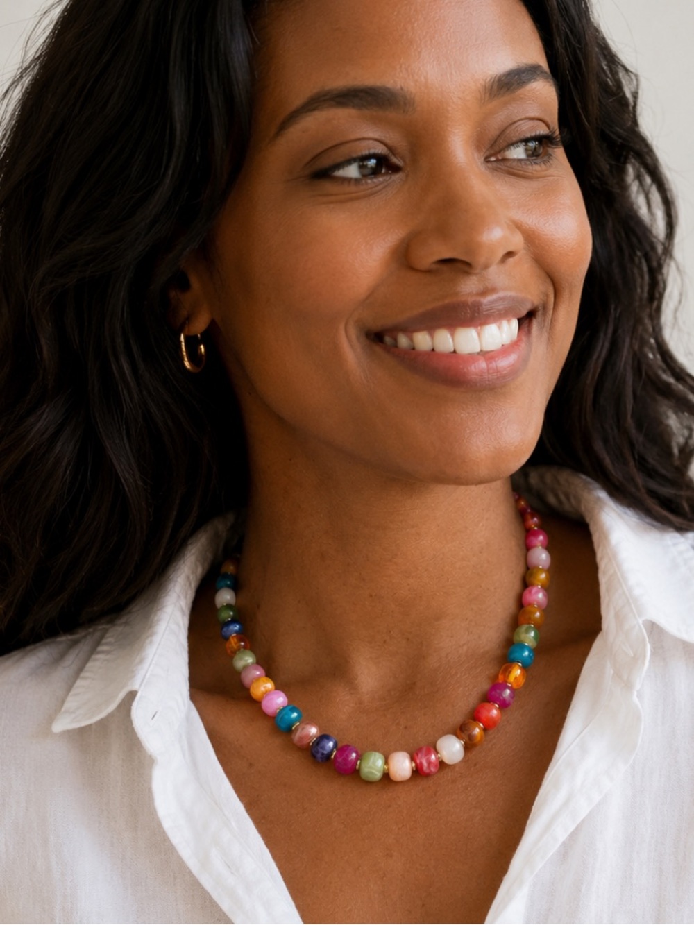New! Preppy Colorful Beaded Dopamine Necklace (17”) NWOT 3029